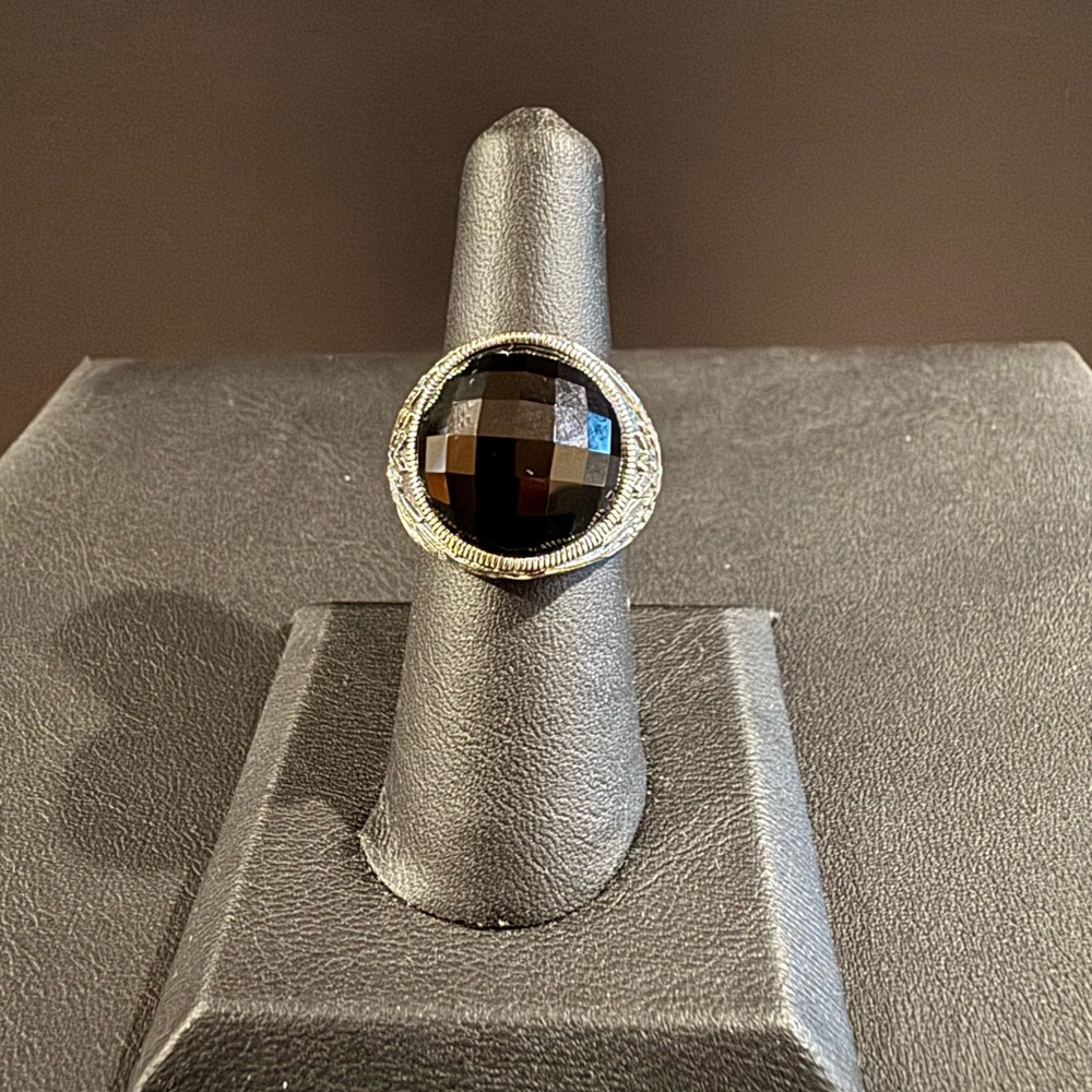 Scott Kay Sterling Silver and Onyx Guardian Angel Ring